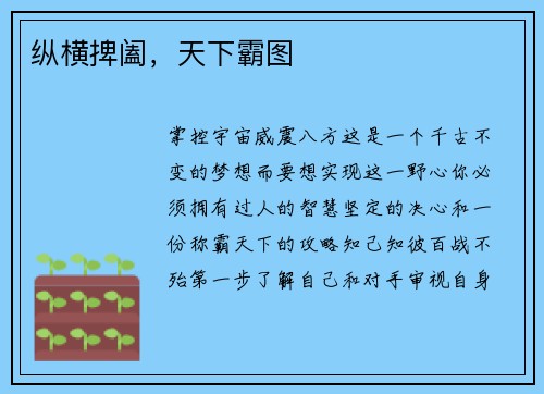 纵横捭阖，天下霸图